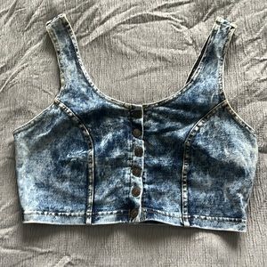 Spandex material jean wash crop top